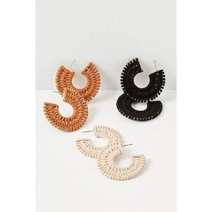 Free People See If I Care Suede Hoops in Tan Brown Earrings Bohemian Western NWT